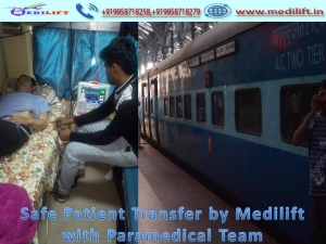Safest Patient Transfer Train Ambulance from Patna to Delhi 